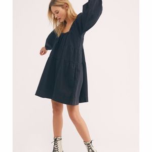 Free People Lou Jean Babydoll Dress- Black XS